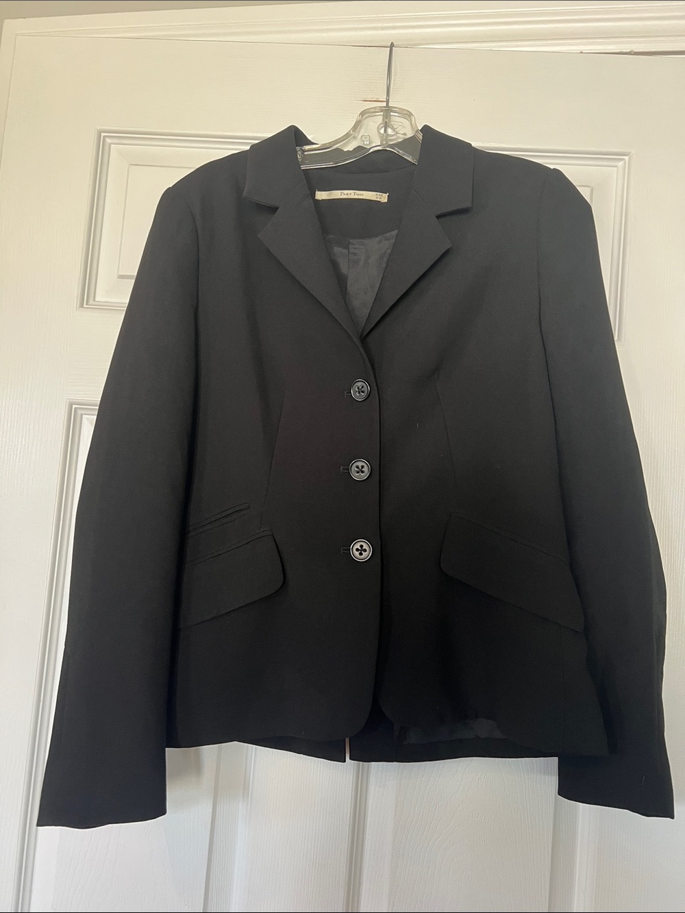 Women's Black Tailored Blazer Jacket - Button Front